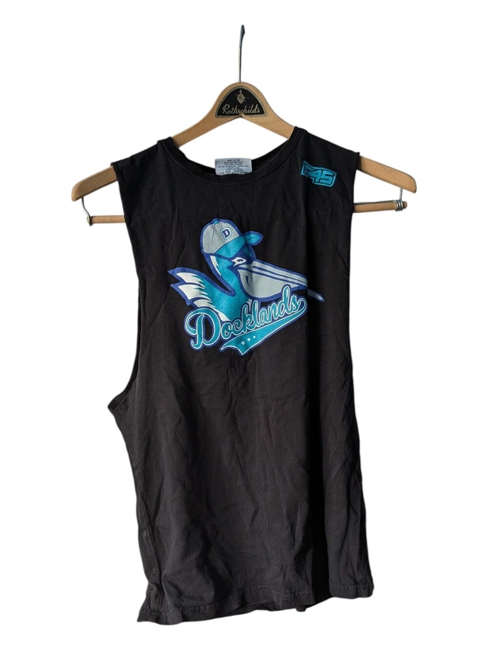 F45 black and blue Docklands pelican women's muscle tank HIIT workout size XS
